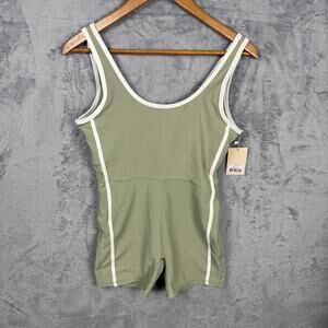 NWT WILO the Label Short Rib Romper‎ Athletic Romper One Piece Sage Green Large